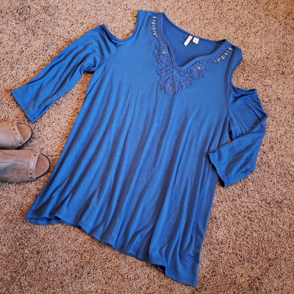 Cold Shoulder Embellished Top